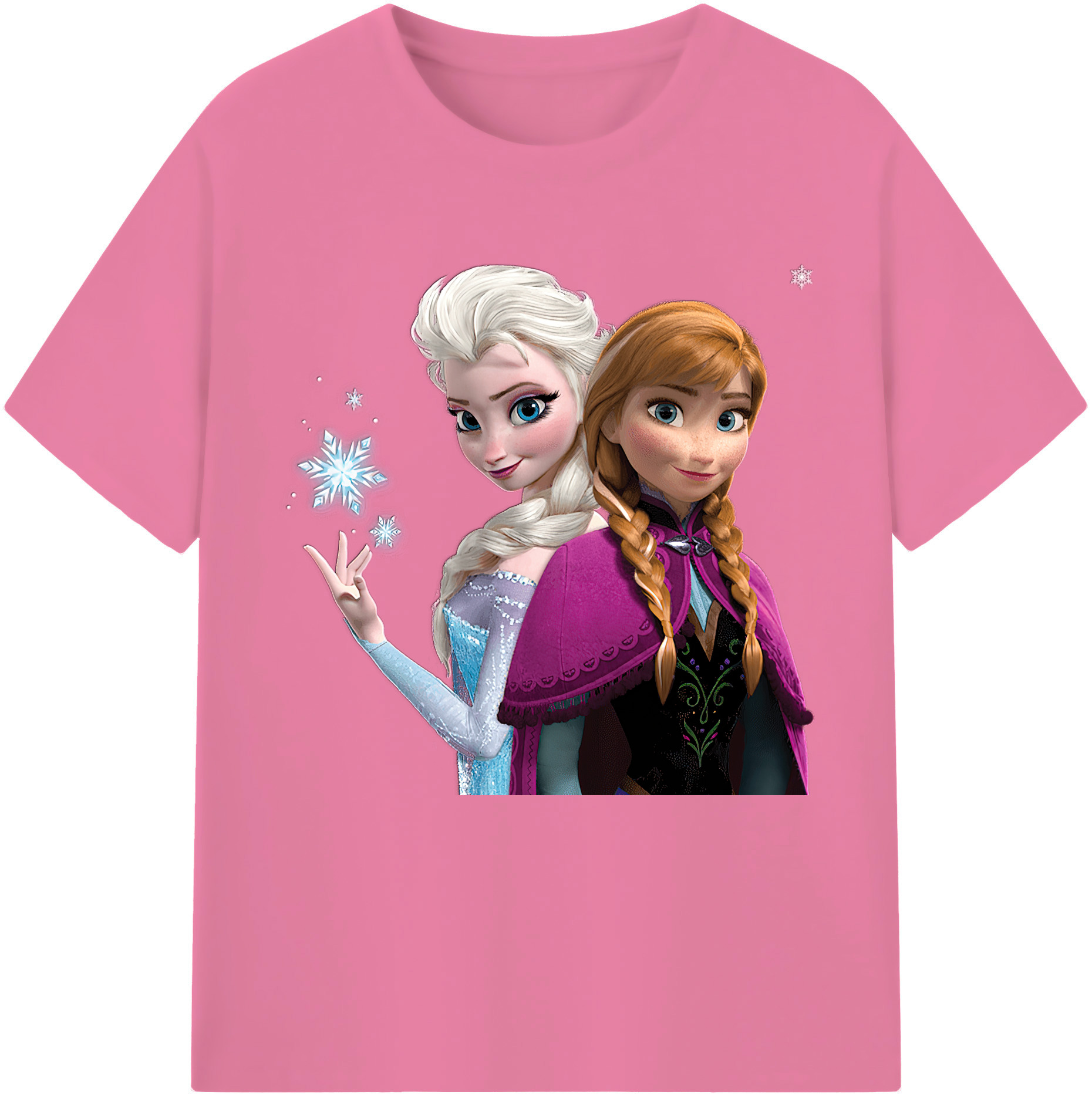 （画像用） アナと雪の女王 アンナ エルサ Frozen Anna Elsa 綿100％半袖Tシャツ（フロントプリント）
